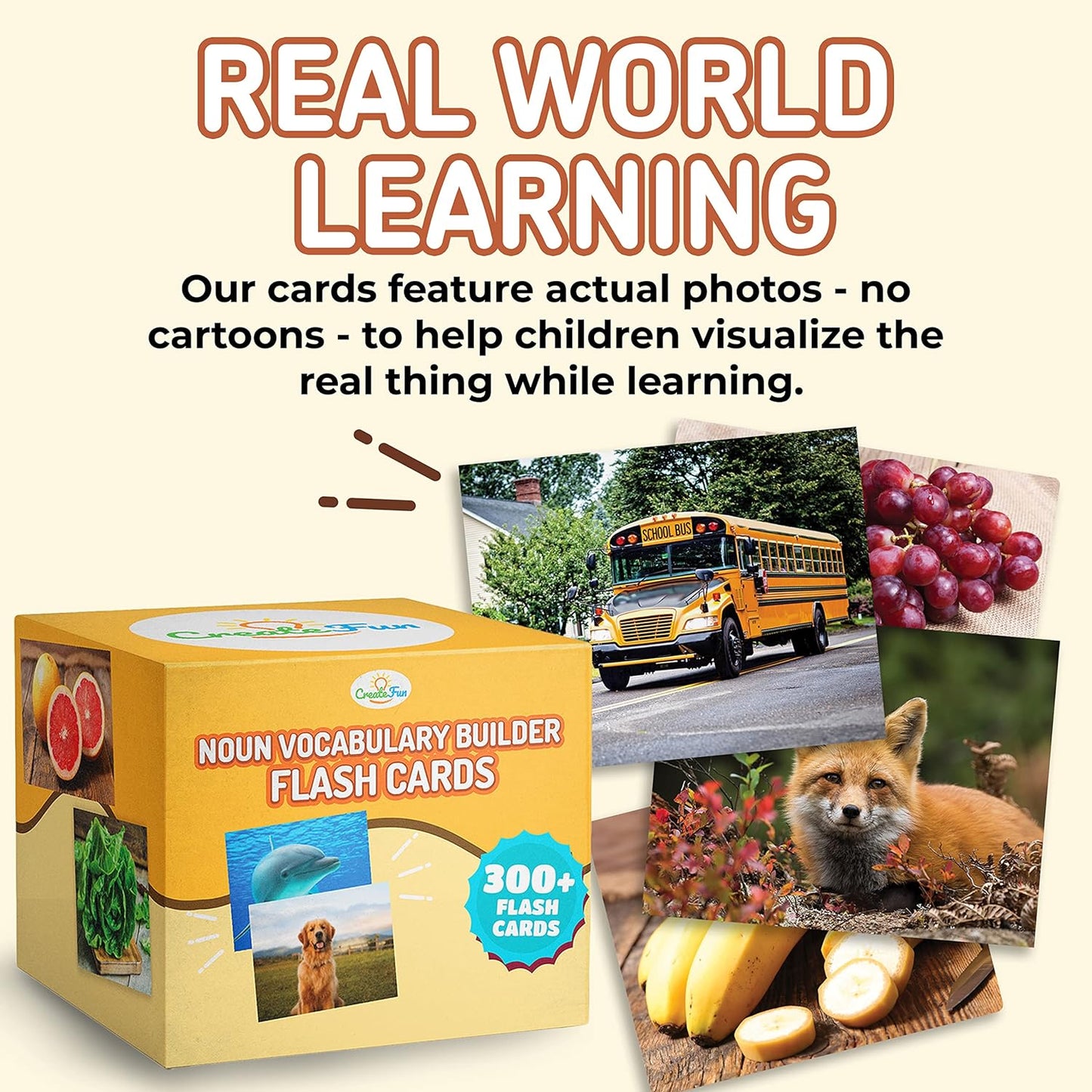 50 Noun Flash Cards, Fun Vocabulary Builder Educational Learning Photo Cards for Kids, Homeschool, Adults, Seniors, Speech Therapy, ESL, Autism, Dementia, Aphasia, SLP, ABA, and Occupational Therapy