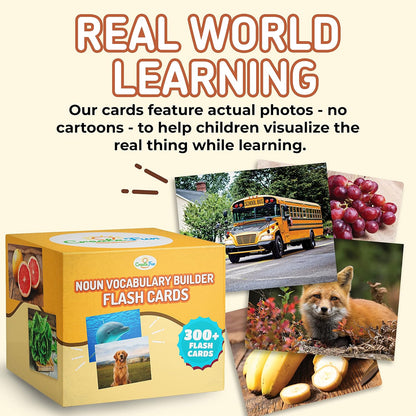 50 Noun Flash Cards, Fun Vocabulary Builder Educational Learning Photo Cards for Kids, Homeschool, Adults, Seniors, Speech Therapy, ESL, Autism, Dementia, Aphasia, SLP, ABA, and Occupational Therapy