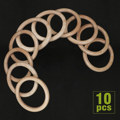 FoDau770 5pcs Natural Beech Wooden Rings, Unfinished Solid Wood Rings Heavy Duty Wood Circles, Macrame Craft Circles for Party, Home Decor & DIY Making - Outer Diameter: 3 Inch