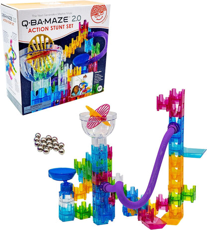 MindWare Q-BA-Maze Action Stunt Set The Next Generation Marble Maze Kids Toys - STEM Marble Run - Recommended for Ages 6+ - Educational Gift for Boys and Girls