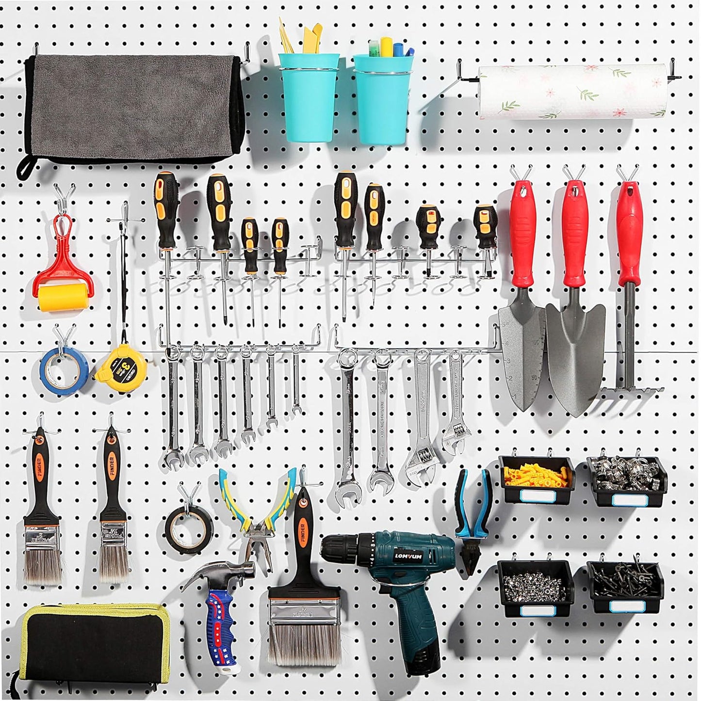 Pegboard Hooks, with Bins, Peg Locks, for Organizing Various Tools, 188 PCS, 80 of Which are Locks