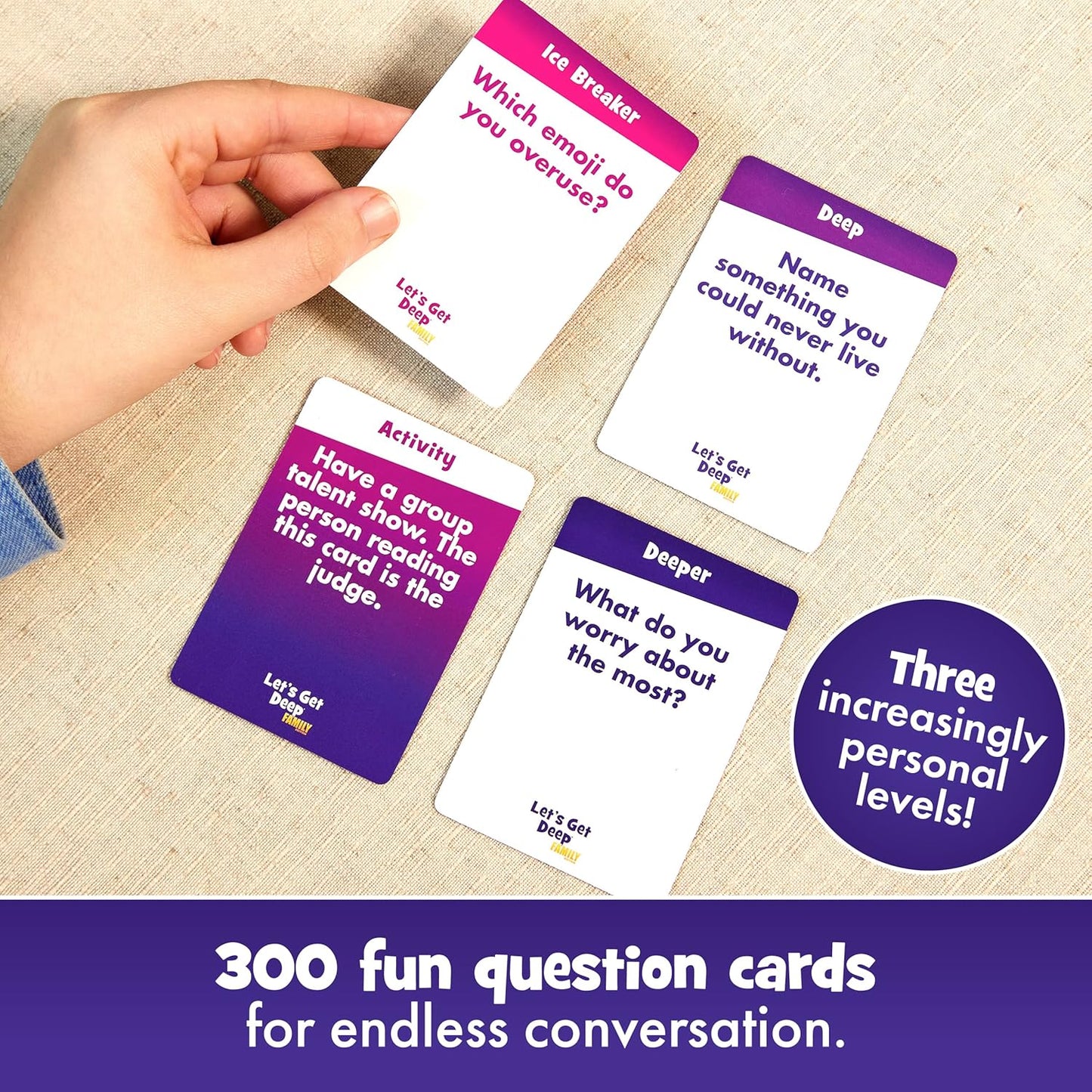 Let's Get Deep® Family Edition by Relatable - Family Conversation Cards - Get to Know Each Other Card Games