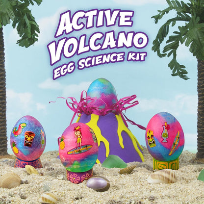PAAS Eggsperiments Active Volcano Easter Egg Decorating Kit – Fun & Educational Kit with 8 Colorful Eruptions, Stickers, and Volcano Assembly Set