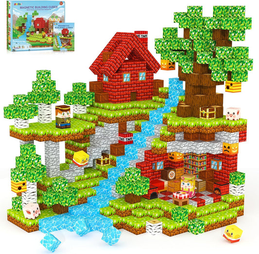 Magnetic Blocks, Magnetic Tiles Building Blocks, Magnet Cubes Toddler Kids Toys, Sensory STEM Toys for 3-5 4-6 5-7 6-8 Year Old Boys Girls Easter Birthday Gifts Travel Outdoor Kids Games (0.8IN/2CM)