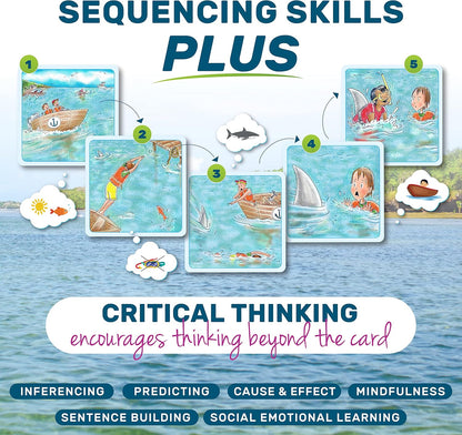 SkillEase Chatter Pop and Story Cues Bundle, Sequencing Cards, Speech Therapy Material, Conversation Cards, to Build Social Skills