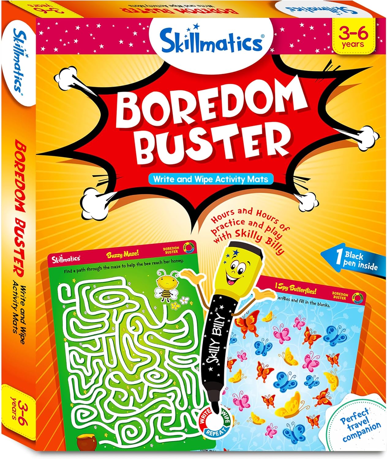 Skillmatics Educational Game - Dots & Mazes, Reusable Activity Mats with Dry Erase Marker, Gifts, Travel Toy, Ages 3 to 6