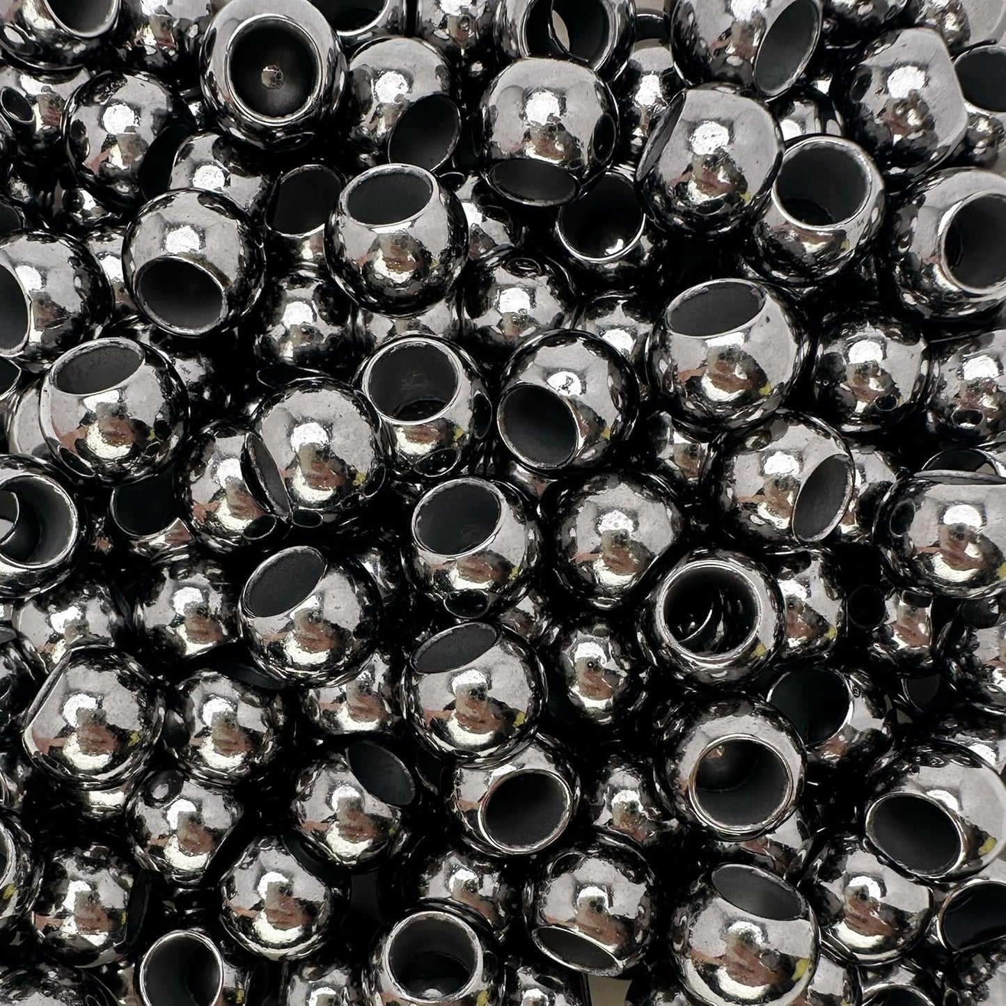 300 Acrylic Large Hole Beads for Crafts and for Hair 10mm x 12mm Acrylic Barrel Beads with 5.7mm Large Hole, Glossy Primary Assortment