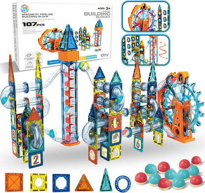 325PCS Glow in The Dark Marble Run with Motorized Elevator, STEM Building Blocks Toy Includes 113 Marbles, for Kids Ages 3+, Easter Birthday Gift for Boys and Girls