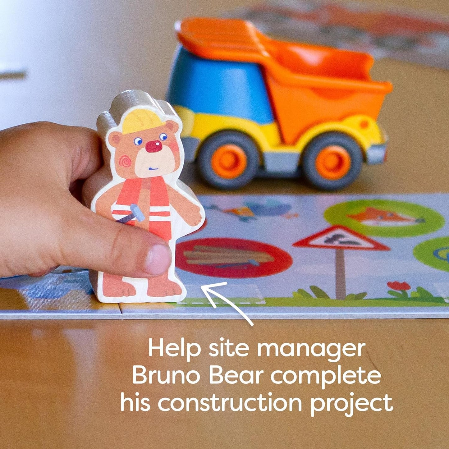 HABA My Very First Games Building Site, A Cooperative Learning Kids Game, Toddler Learning Activities & Games for 2+ Year Olds with Included Toy Truck