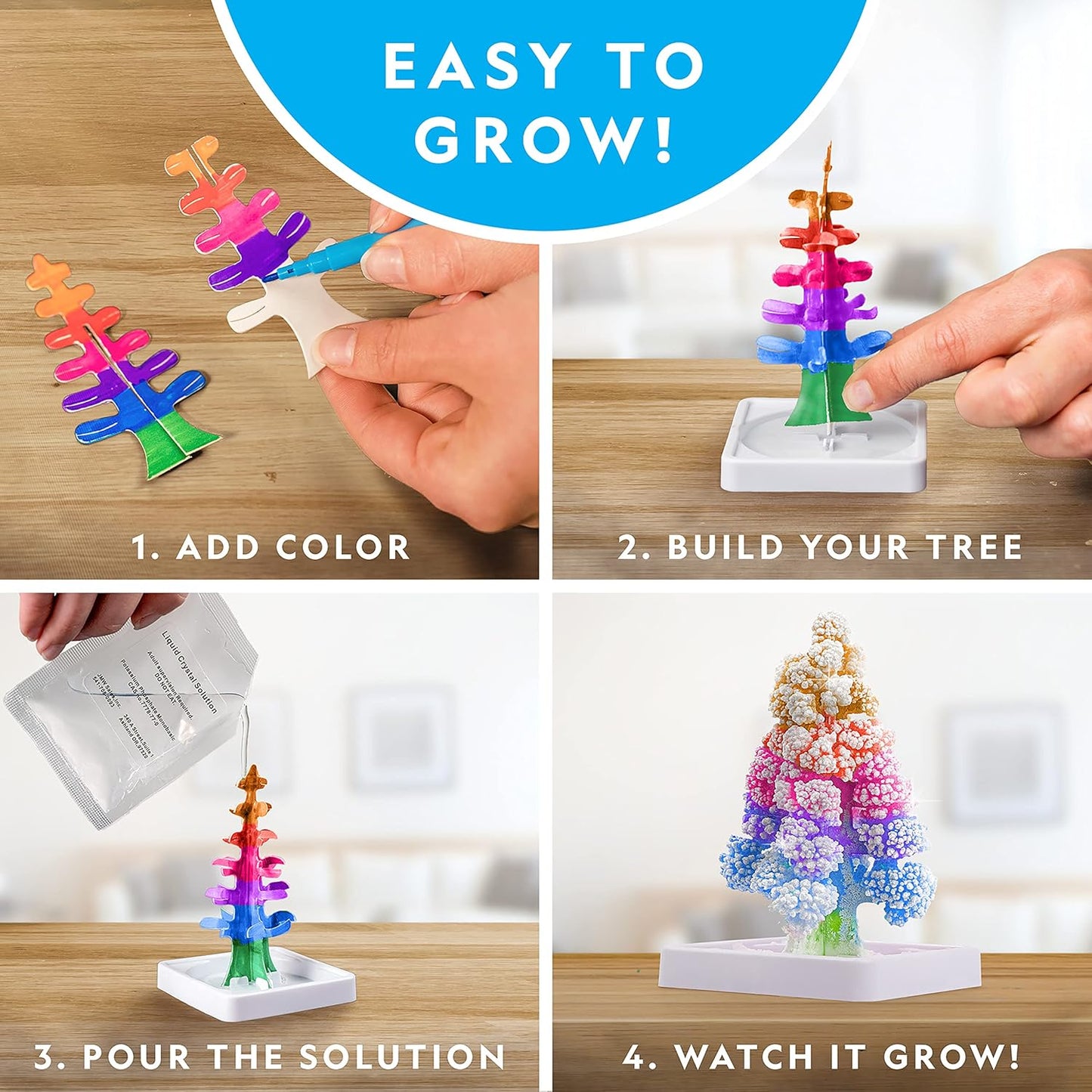 NATIONAL GEOGRAPHIC Craft Kits for Kids - Crystal Growing Kit, Grow 6 Crystal Trees in Just 6 Hours, Educational & Magic Chemistry Set – Science Kit for Kids with 10 Amazing Magic Tricks, STEM