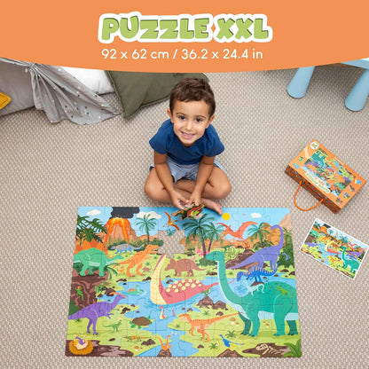 BONNYCO Giant Floor Puzzles for Kids of Jungle Animals with 48 Large Pieces. Safari Jumbo Puzzle 36.2 x 24.4 in, Gifts for Boys and Girls, Educational Kids Toys Ages 2-8