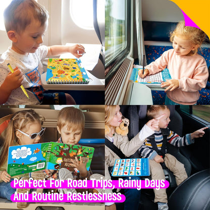 Logic Puzzles Game Pad, 30 Reusable & Erasable Logical Thinking Games-Sudoku, Scavenger Hunt, Math Games, Dry Erase Brain-Boosting Puzzles Activities Pad for Kids, Road Trip, Airplane & Car Travel