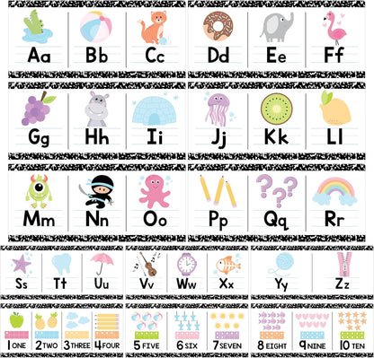 Hadley Designs Alphabet for Classroom Wall Decor - ABC Posters for Classroom Wall Chart Preschool & Kindergarten, ABC Letters & Number Line Elementary, Alphabet Cards, Varsity Letter Classroom Decor