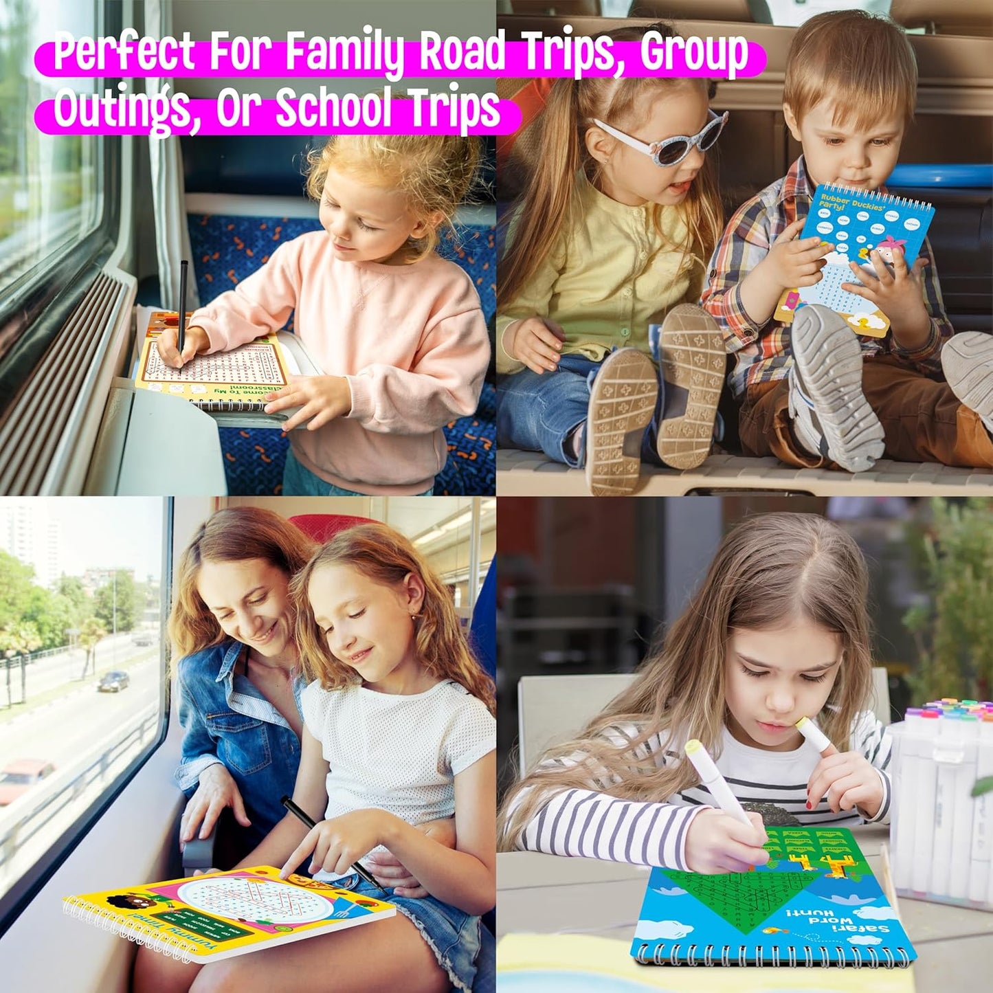 Logic Puzzles Game Pad, 30 Reusable & Erasable Logical Thinking Games-Sudoku, Scavenger Hunt, Math Games, Dry Erase Brain-Boosting Puzzles Activities Pad for Kids, Road Trip, Airplane & Car Travel