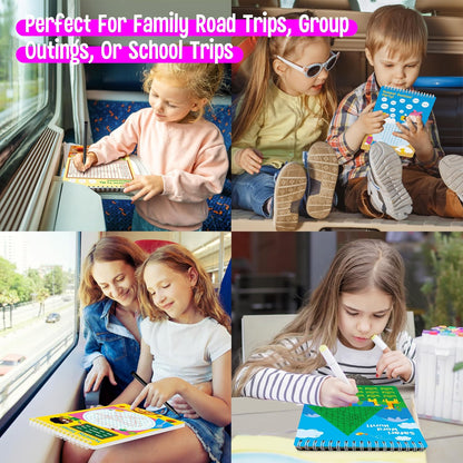 Logic Puzzles Game Pad, 30 Reusable & Erasable Logical Thinking Games-Sudoku, Scavenger Hunt, Math Games, Dry Erase Brain-Boosting Puzzles Activities Pad for Kids, Road Trip, Airplane & Car Travel
