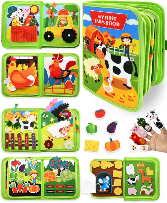 Meafeng Busy Board for Toddlers 1-3 – Montessori Busy Toys for 1 2 3 Year Old Boys Girls, Preschool Educational Travel Quiet Activity Book with Life Skills, Sorting, Matching, and Cognitive Games