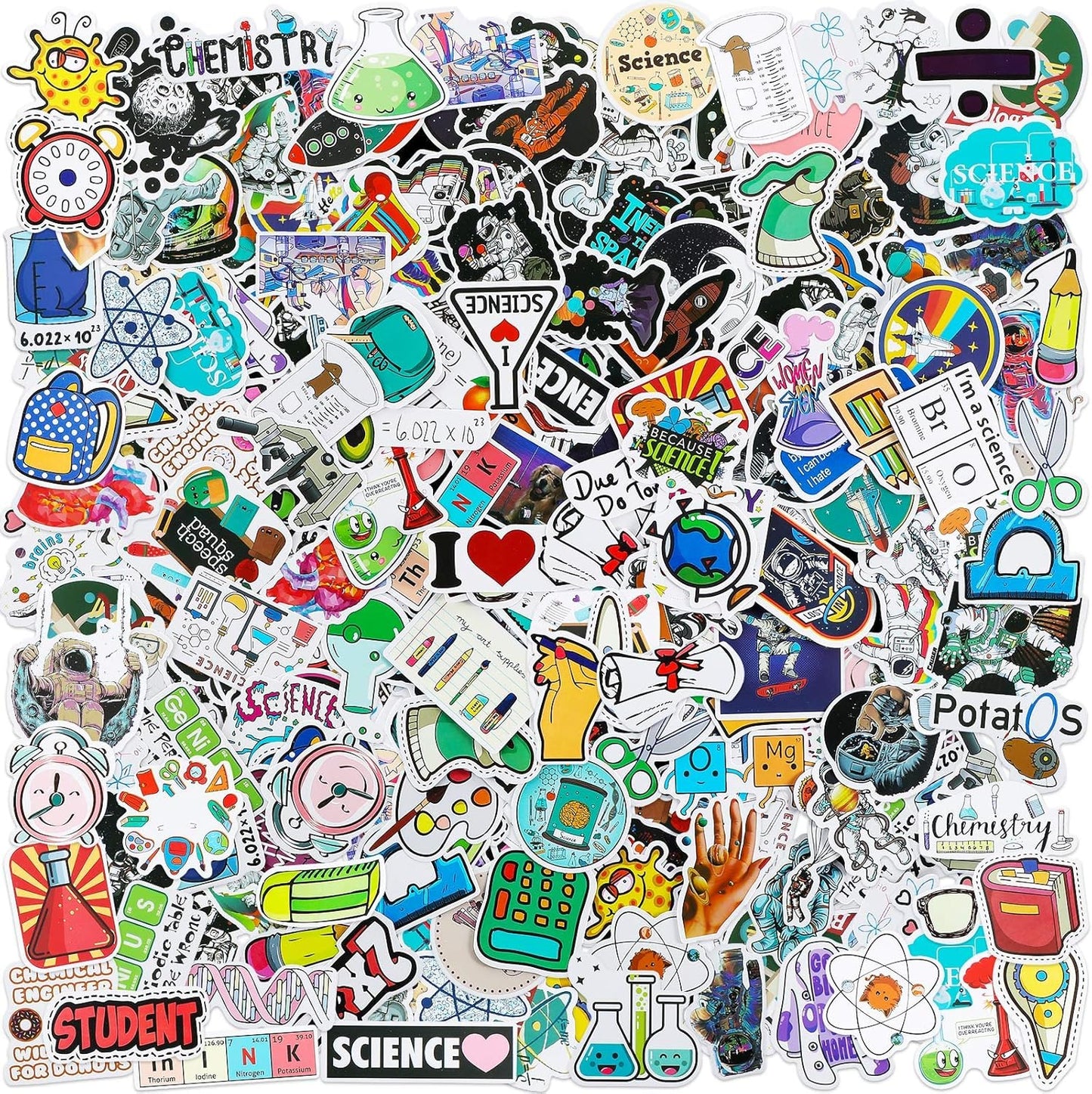 Zonon 200 Pcs Science Stickers for Students Kids Science Teachers Must Haves Chemistry Biology Physics Stickers Classroom Decor Decals for Laptop Water Bottle Notebook Decor(Classic Style)