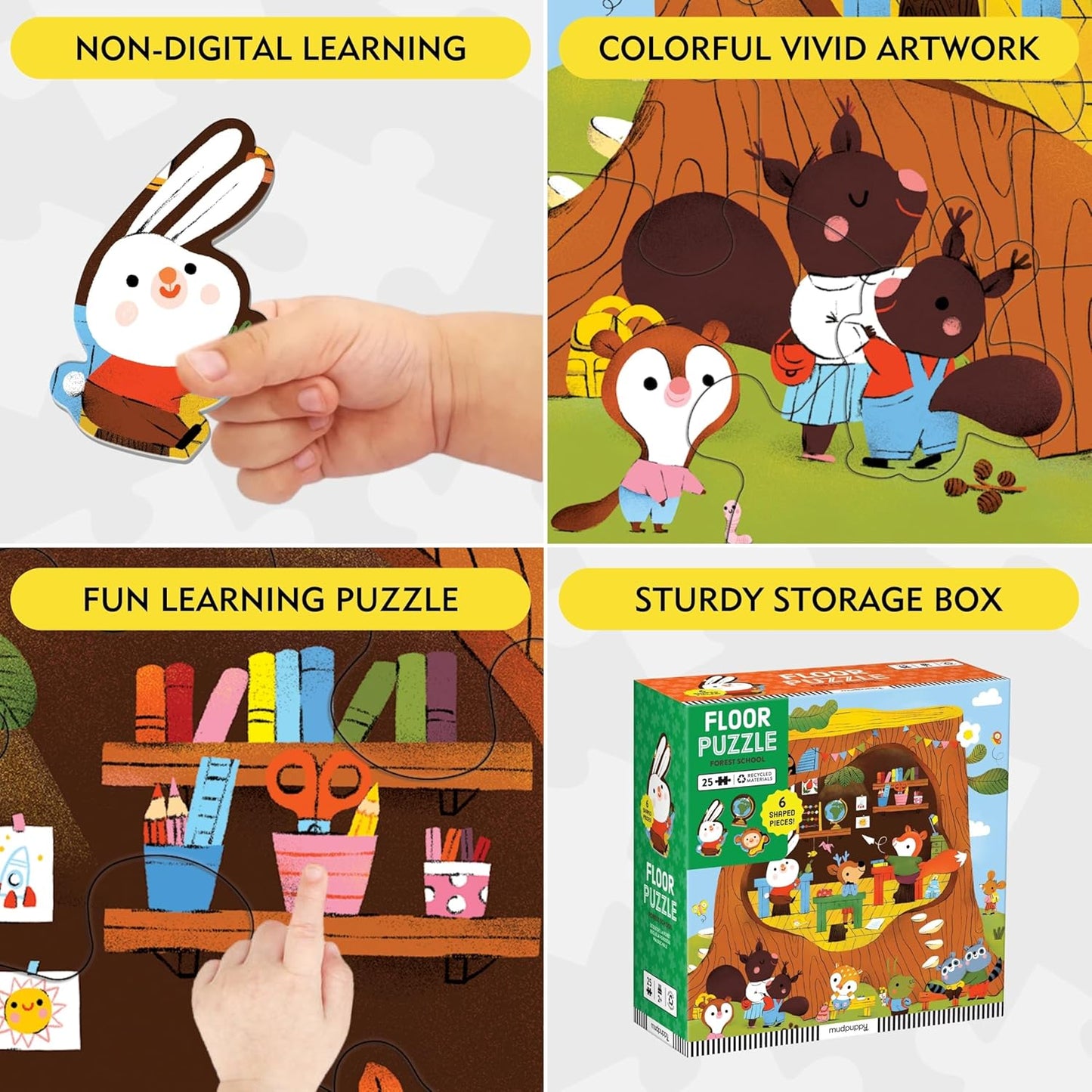 Mudpuppy Forest School 25 Piece Floor Puzzle with Shaped Pieces