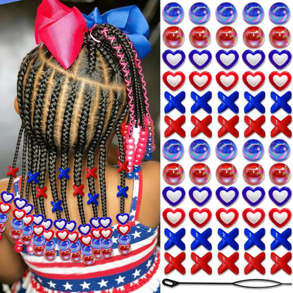 60PCS Purple Braids Beads 3 Styles Dreadlock Bead Accessories Cute Hair Jewelry AB Round Bead Decoration for Kids Girls