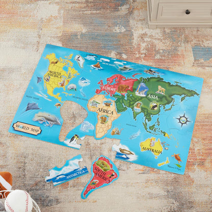 Melissa & Doug World Map Jumbo Jigsaw Floor Puzzle (33 pcs, 2 x 3 feet)