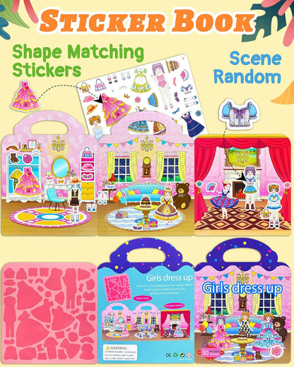 Benresive Reusable Sticker Books for Toddlers, Fun Travel Stickers for Kids, Toddler Sticker Book, Crafts Activities for Toddlers, 3 and Up Birthady Gifts - Vehicle