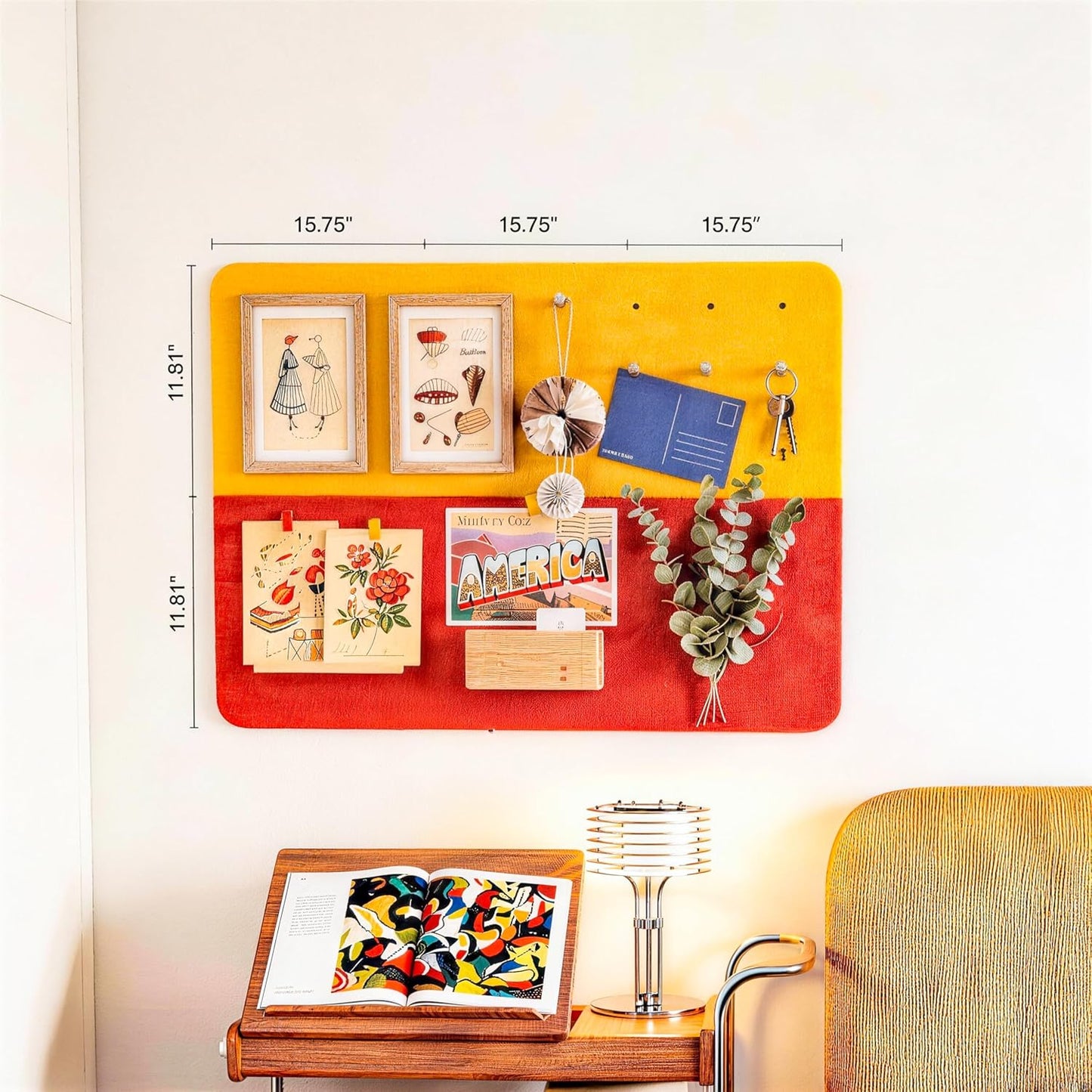 6 Pack Felt Bulletin Board Set, 11.8"x15.7" Wall-Mounted Pin Board, Cork Board Alternative with 2 Mini Insert Panels, Vision Board for Photo Display, Kids Wall Decor for Nursery, Classroom