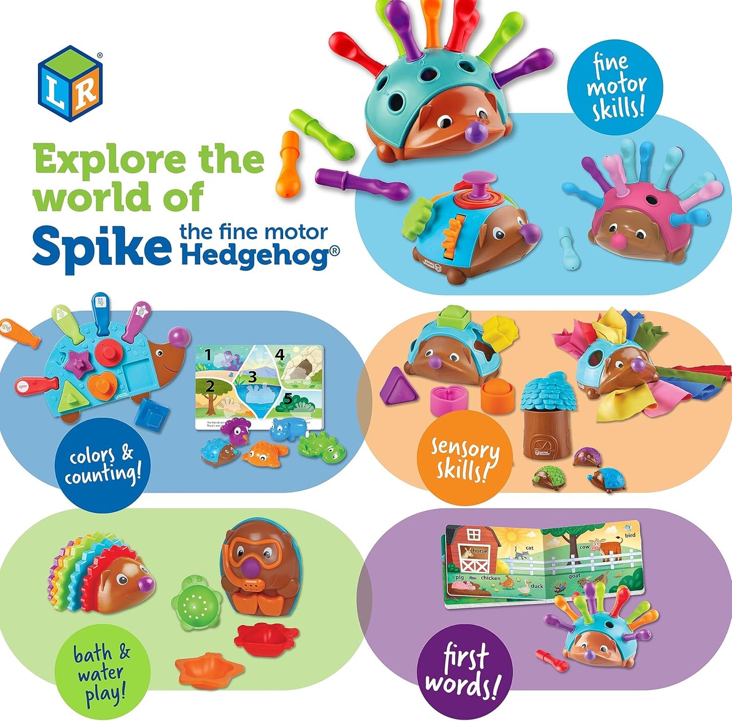 Learning Resources Spike the Fine Motor Hedgehog Fidget Friend - Ages 18+ months Fine Motor and Sensory Play Toy, Educational Toys for Toddlers, Toddler Montessori Toys