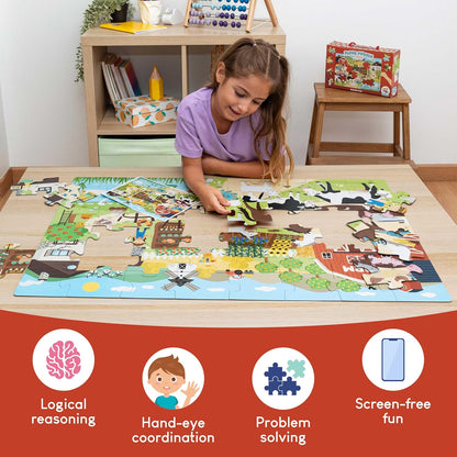 BONNYCO Giant Floor Puzzles for Kids of Jungle Animals with 48 Large Pieces. Safari Jumbo Puzzle 36.2 x 24.4 in, Gifts for Boys and Girls, Educational Kids Toys Ages 2-8