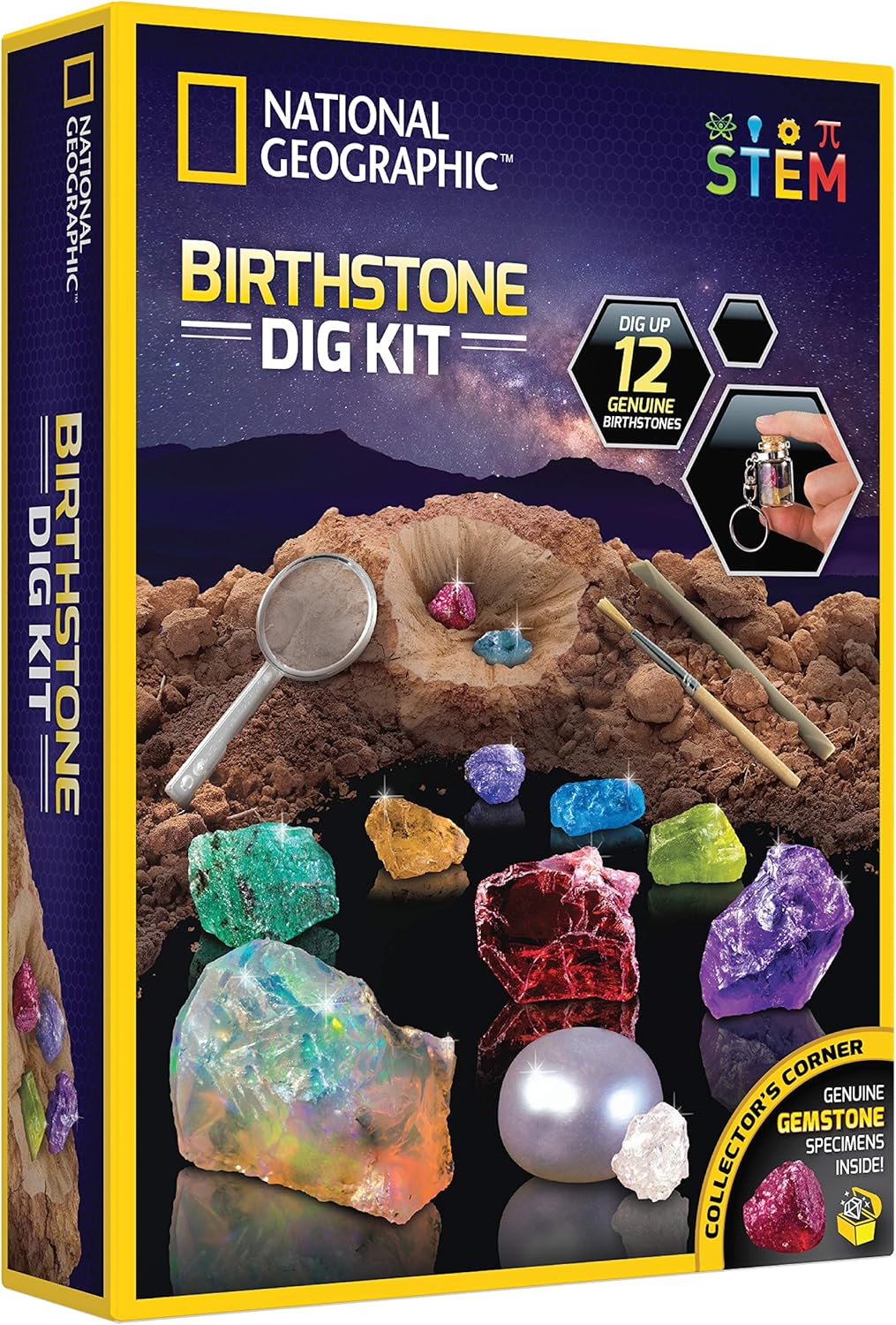 National Geographic Gigantic Gemstone Dig Kit – Excavate 100 Real Gems from a Giant Dig Brick, Gem Mining Kit for Kids, STEM Rock Collection Activity, Includes Tools & Learning Guide