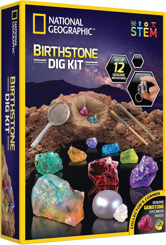 National Geographic Gigantic Gemstone Dig Kit – Excavate 100 Real Gems from a Giant Dig Brick, Gem Mining Kit for Kids, STEM Rock Collection Activity, Includes Tools & Learning Guide