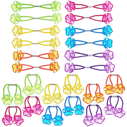 20pc Ponytailers Balls Elastics 18mm Round Opaque Multicolored Twin Beads Bauble Holders Toddler Kids Braiding Styling