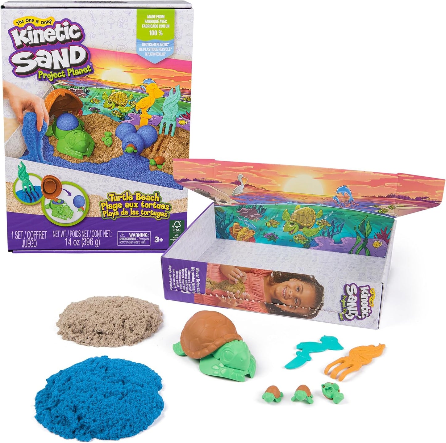 Kinetic Sand, Project Planet Deep Sea with 24oz Sensory Play Sand & Sea Creature Tools, Sustainably Minded Eco Friendly Materials, Holiday Gifts & Stocking Stuffers for Kids Ages 3 and up
