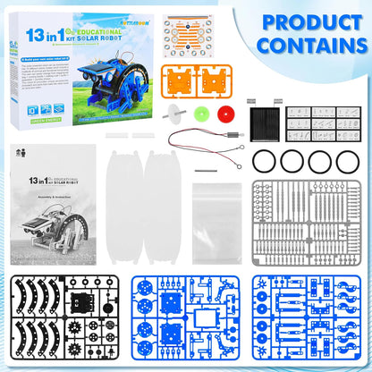 STEM 13-in-1 Education Solar Power Robots Toys for Boys Age 8+, Educational Toy DIY Science Kits for Kids, Building Experiment Robotics Set Birthday Gifts for 8+ Years Old Boys and Girls
