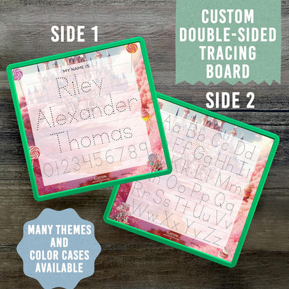 Kid's Name Tracing Board | Dry Erase Letter Tracing | Reusable Name Board | Alphabet Letters | Personalized | Candy Theme