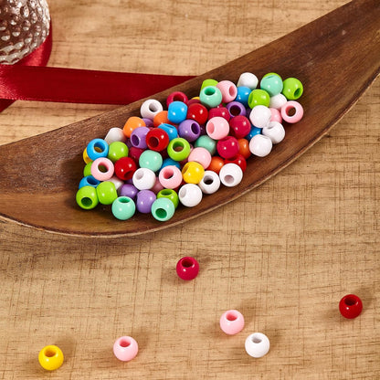 160pcs 12mm Plastics Acrylic Beads Mix 10 Color Large Hole Hair Beads(Hole:5.5mm)