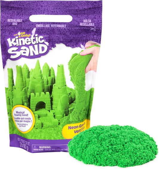 Kinetic Sand, 2lbs Green Play Sand, Moldable Sensory Toys for Kids, Resealable Bag (Packaging May Vary), for Ages 3 and up