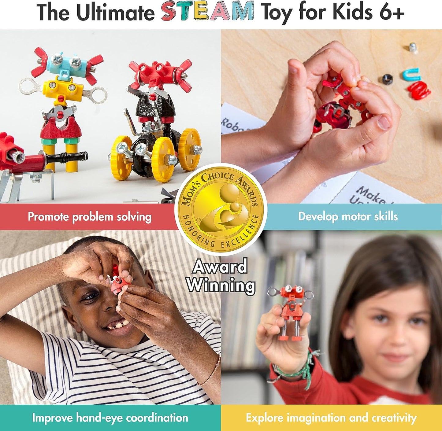 The Off Bits CareBit Build Your Own Robot Toy Construction Set, Educational Gift STEM Activities Learning Kit, Creative Build and Play Model Kit Steam Toys for 6 7 8 9 10+ Year Old Boys & Girls