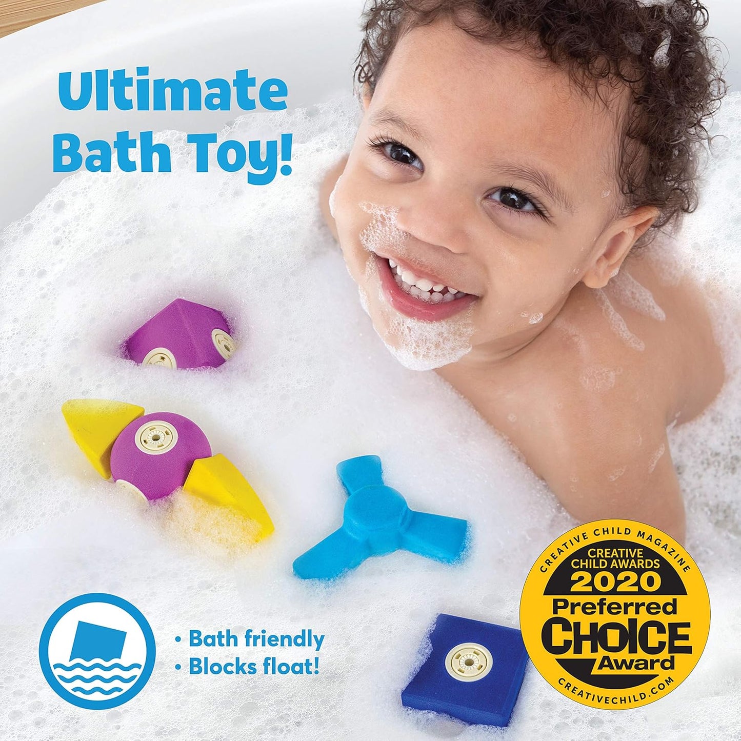 Blockaroo Magnetic Foam Building Blocks – 50-Piece Set, Bath & Bathtub Toys for Toddlers, Sensory STEM Building Blocks for Kids Ages 3-5