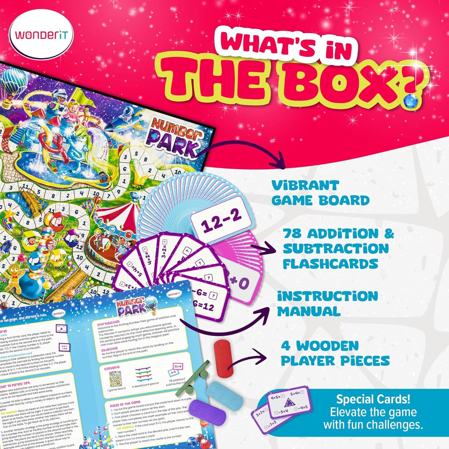 Number Park - Addition & Subtraction Math Board Game for Kids Ages 5-8 - Fun Educational Learning Game for Kindergarten & Up - 1 to 4 Players