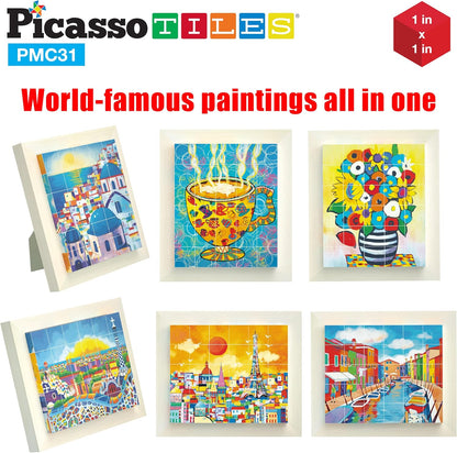 PicassoTiles Magnetic Cube Puzzle 7-in-1 Dinosaur Theme Pattern Magnet Mix Match Building Cubes Toy Set Kids Ages 3 & Up Preschool Children Promote Problem Solving Skills PMC10
