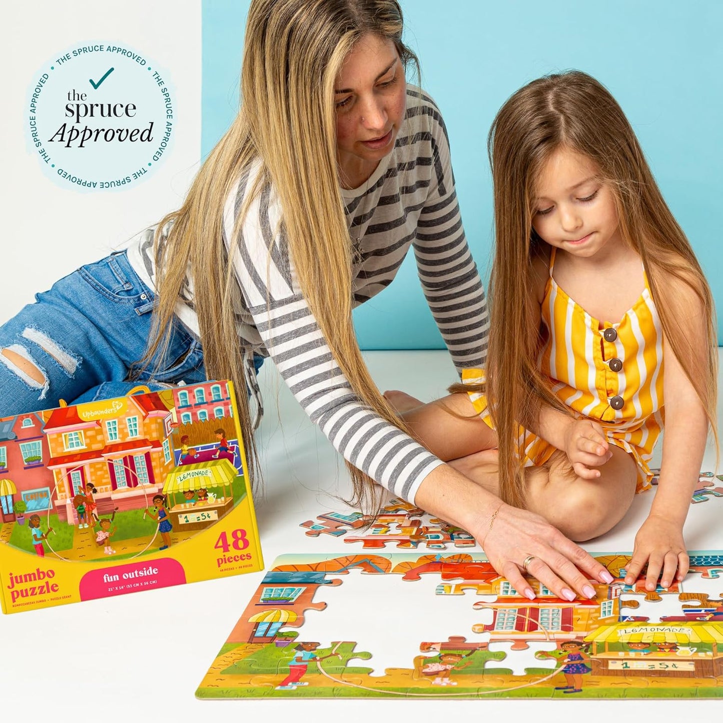 Upbounders® 48 Piece Jumbo Floor Puzzle for Kids | Barbershop Beginner Puzzle | Pretend Play & Learning Toy for Boys Girls Ages 4 5 6 | Black Brown Boy at The Barber (Multicultural)