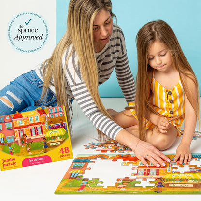 Upbounders® 48 Piece Jumbo Floor Puzzle for Kids | Barbershop Beginner Puzzle | Pretend Play & Learning Toy for Boys Girls Ages 4 5 6 | Black Brown Boy at The Barber (Multicultural)