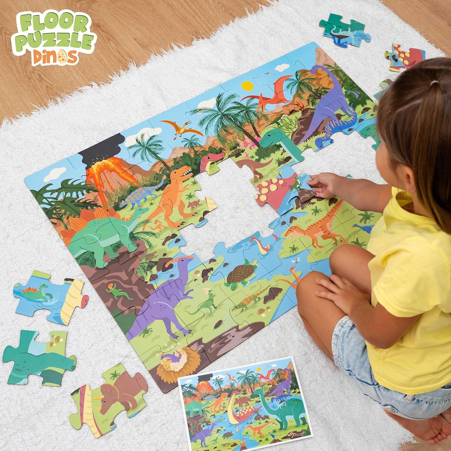 BONNYCO Giant Floor Puzzles for Kids of Jungle Animals with 48 Large Pieces. Safari Jumbo Puzzle 36.2 x 24.4 in, Gifts for Boys and Girls, Educational Kids Toys Ages 2-8