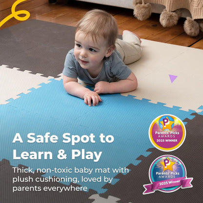 MioTetto Baby Play Mat, Soft Foam Floor Tiles for Kids. Adjustable Interlocking Foam Tiles, Fits with 50x50 Playpen Baby mat for Crawling & Development, Safe & Non-Toxic Playmat for Babies 6-12 Months