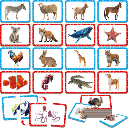 48 Food Matching Puzzles with Error-Correction Mechanism Pre-Primer in 2 Pieces, Perfect for Preschool Learning (24 Blocks Double Sided)
