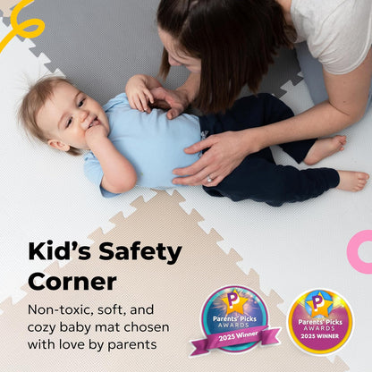 MioTetto Baby Play Mat, Soft Foam Floor Tiles for Kids. Adjustable Interlocking Foam Tiles, Fits with 50x50 Playpen Baby mat for Crawling & Development, Safe & Non-Toxic Playmat for Babies 6-12 Months