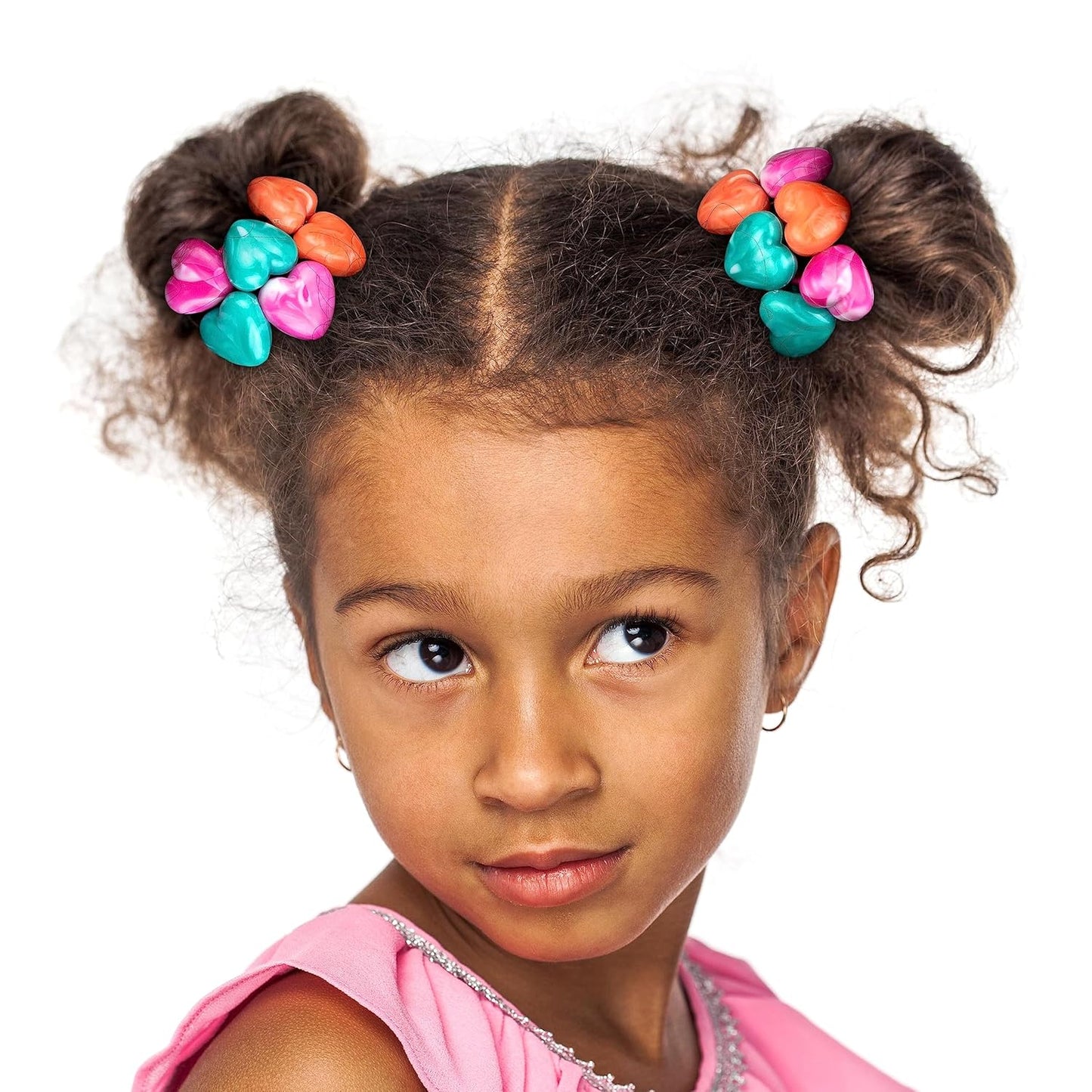 20pc Ponytailers Balls Elastics 18mm Round Opaque Multicolored Twin Beads Bauble Holders Toddler Kids Braiding Styling