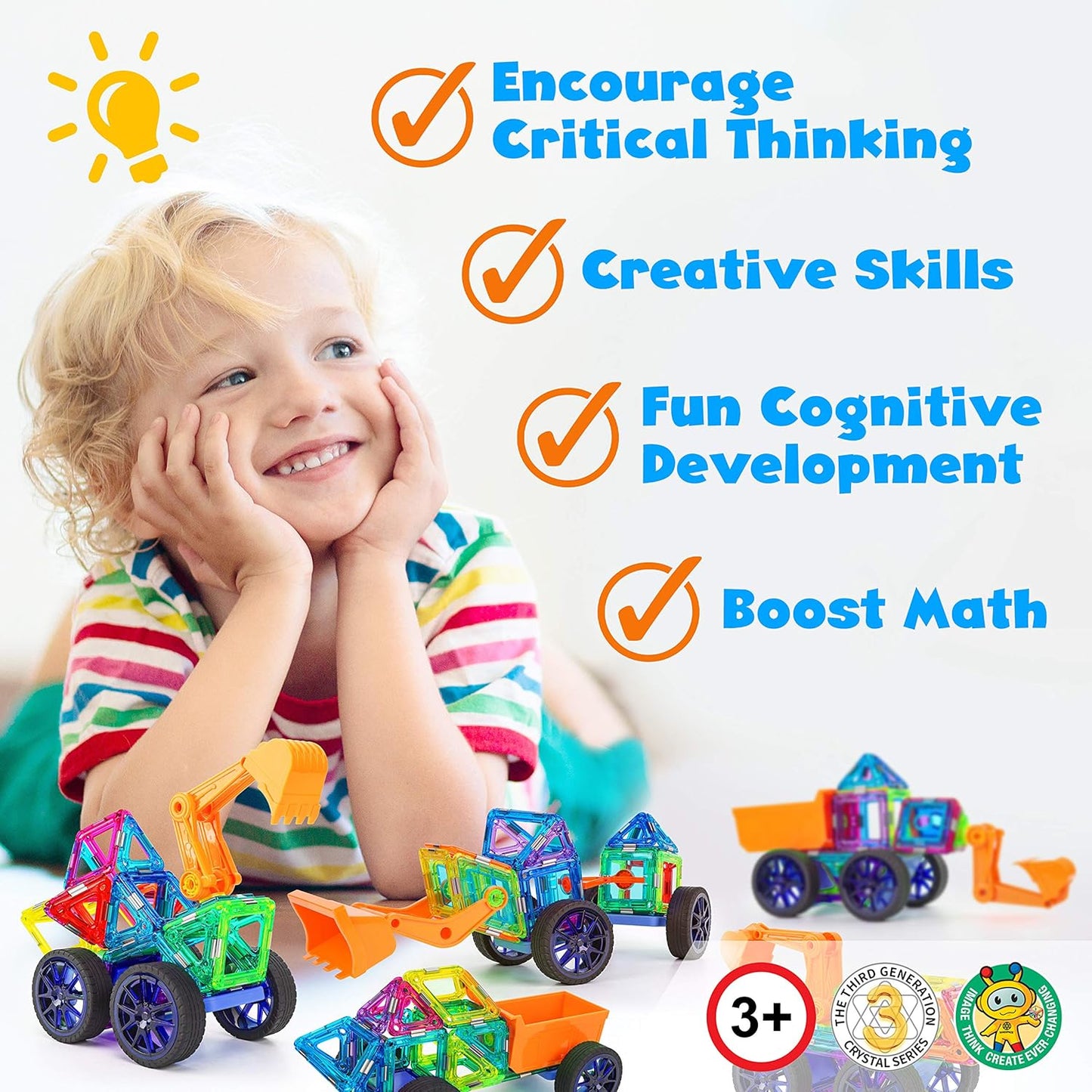 Hurtle Magnetic Blocks Wheels Set - Compatible with Other Brands of Standard Size Magnetic Tiles, Magnetic Toys Wheels Bases for Kids/Toddlers (2 pcs.)