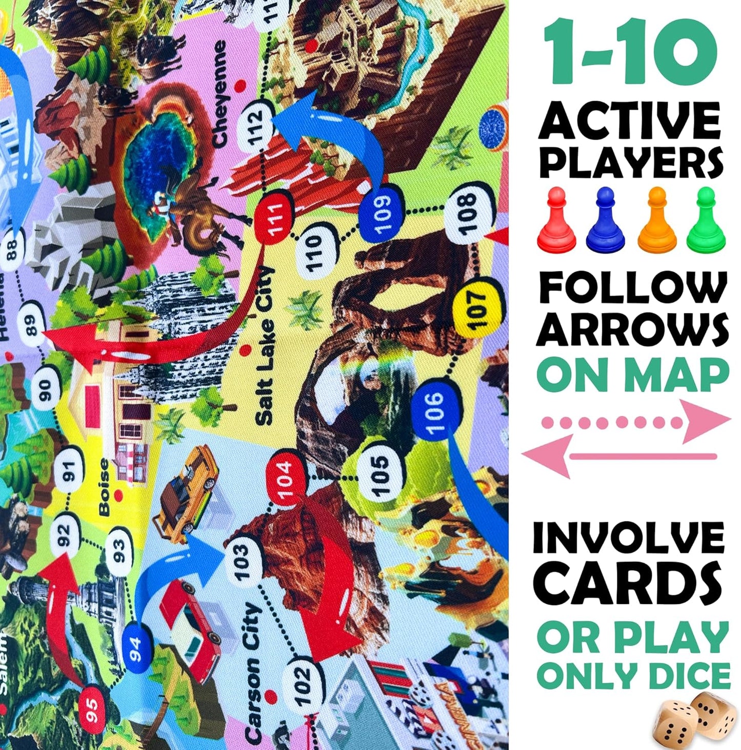 QUOKKA Board Games for Kids 8-12 - Family Games for Kids and Adults - Journey Across the World Card Game Ages 5-9 - Learn Capitals, Flags, Facts, and Map Locations with 195 World Map Cards