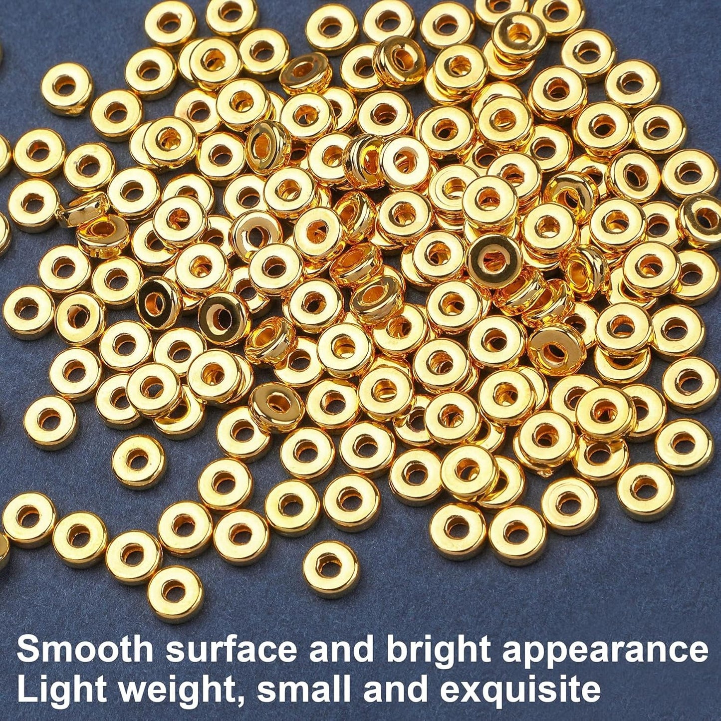1500pcs 6mm Flat Round Spacer Beads Disc Loose Jewelry Making Beads for DIY Bracelet Necklace Earring Craft Supplies, Gold & Silver